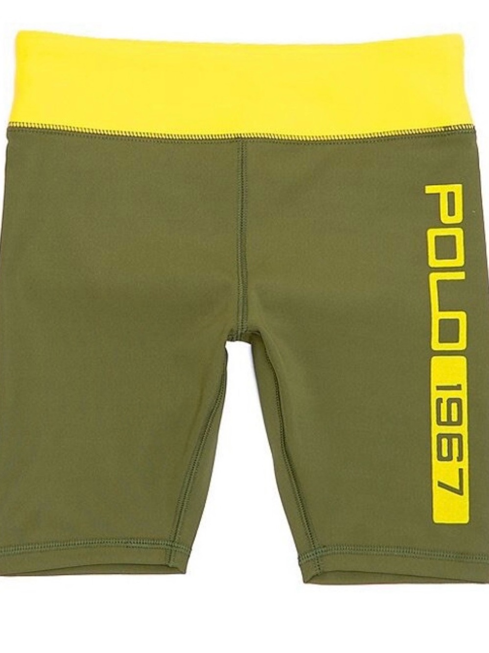 Polo by Ralph Lauren Olive Bike Shorts with Yellow Waistband
